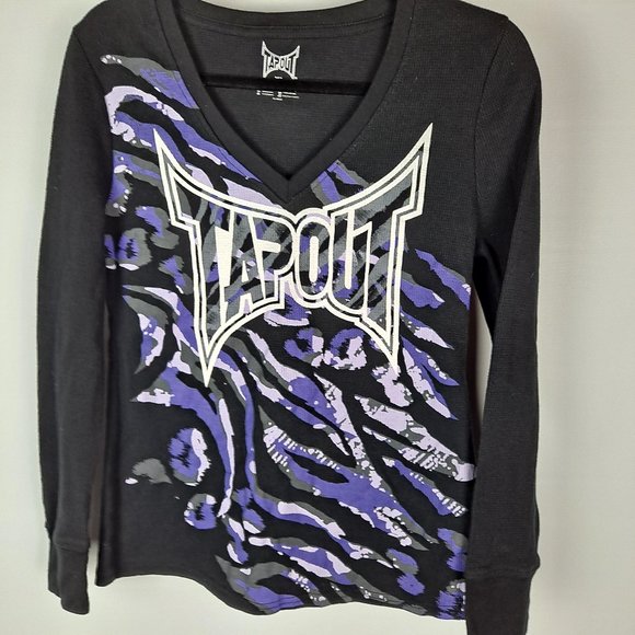 Tapout Other - Tapout Black / Purple Long Sleeve Waffle V-Neck XL